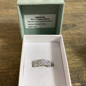 NEW- Bomb Party- Ring- She’s a beauty-moonstone with rhodium plating- Size 10